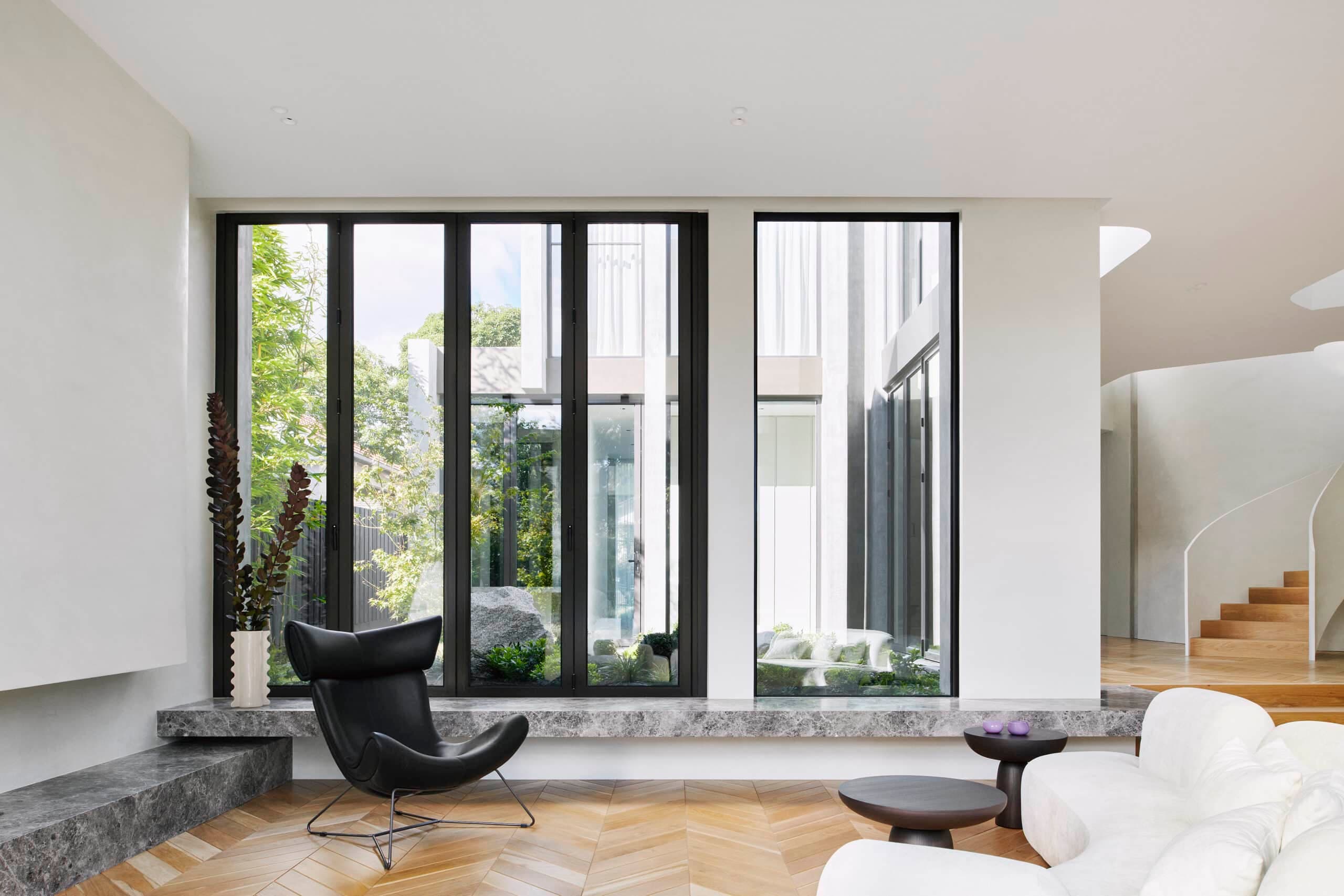 Artisan House — living room with egg chair